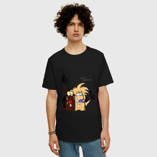 Мужская футболка хлопок Oversize Злюки бобры, цвет черный - фото 3