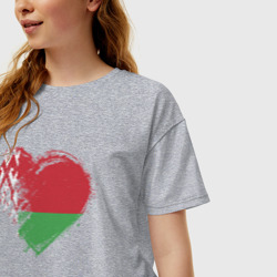 Женская футболка хлопок Oversize Сердце Беларуси - фото 2