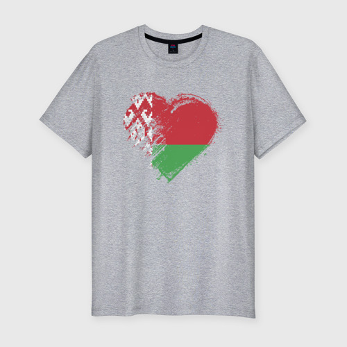 Мужская футболка хлопок Slim Сердце Беларуси, цвет меланж