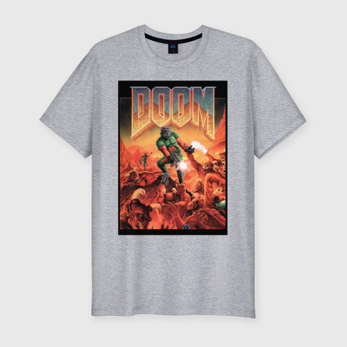 Мужская футболка хлопок Slim с принтом Doom игра, вид спереди #2