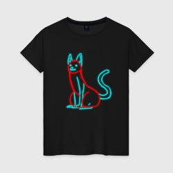 Женская футболка хлопок Strange colored cat