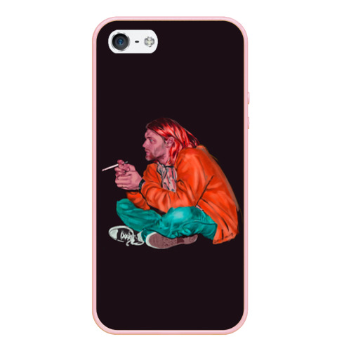 Чехол для iPhone 5/5S матовый Sad Kurt, цвет светло-розовый