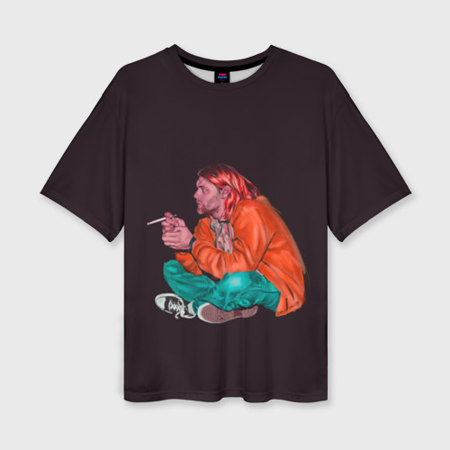 Женская футболка oversize 3D Sad Kurt, цвет 3D печать