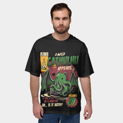 Мужская футболка oversize 3D Кот Ктулху - фото 2