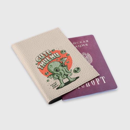 Обложка для паспорта матовая кожа Милый Ктулху - фото 3