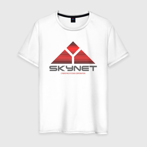 Мужская футболка из хлопка с принтом Skynet, вид спереди №1
