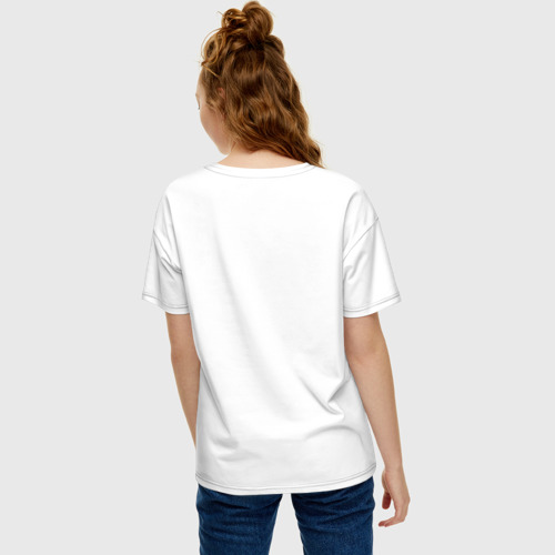 Женская футболка хлопок Oversize с принтом Dead Andel white, вид сзади #2