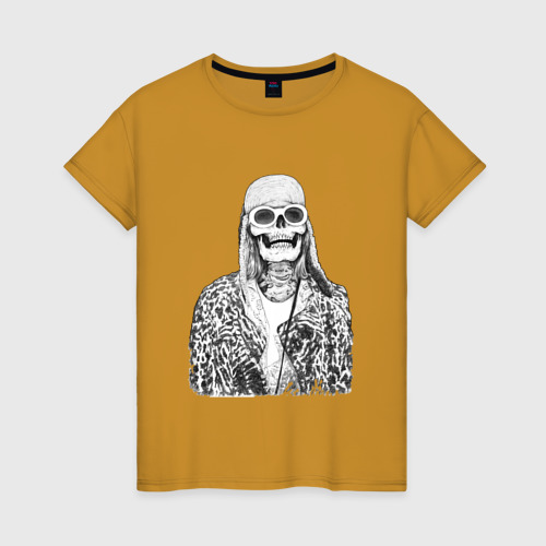 Женская футболка хлопок с принтом Скелет Курт, вид спереди #2