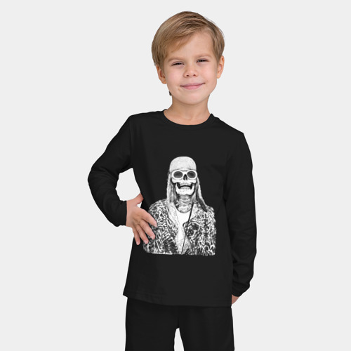Детская пижама с лонгсливом хлопок с принтом Скелет Курт, фото на моделе #1
