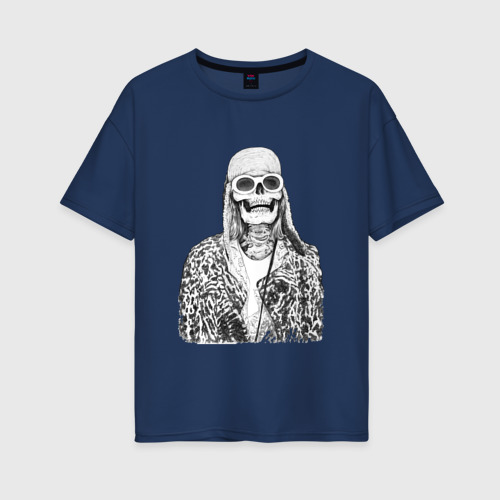 Женская футболка хлопок Oversize с принтом Скелет Курт, вид спереди #2