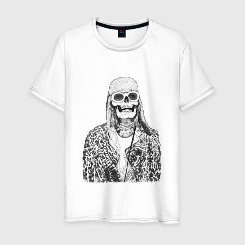 Мужская футболка из хлопка с принтом Скелет Курт, вид спереди №1