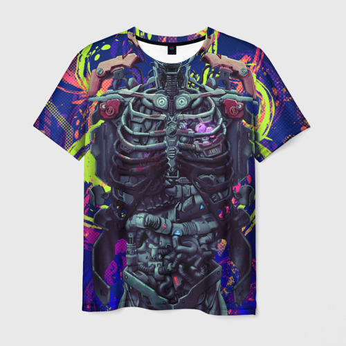 Мужская футболка 3D с принтом Cuber skelet, вид спереди #2