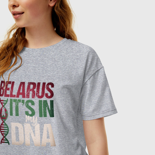 Женская футболка хлопок Oversize ДНК - Беларусь, цвет меланж - фото 3