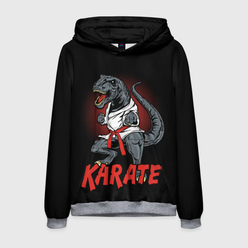 Мужская толстовка 3D KARATE T-REX, цвет меланж