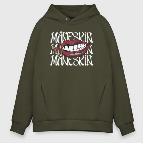 Мужское худи Oversize хлопок Maneskin Lips, цвет хаки