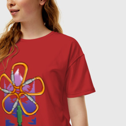 Женская футболка хлопок Oversize Flower carabiners - фото 2