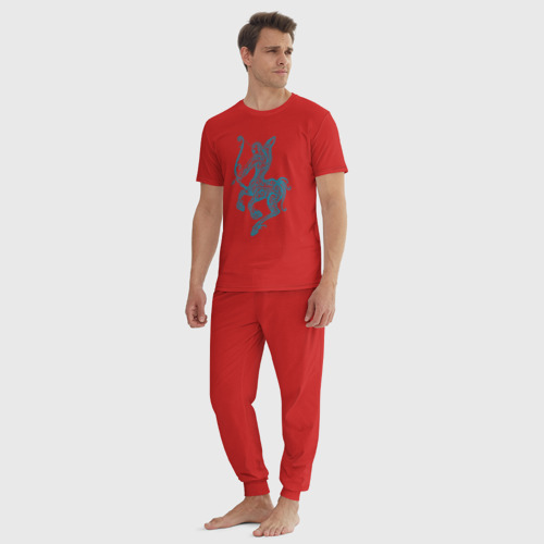 Мужская пижама хлопок Зодиак - Стрелец, цвет красный - фото 5