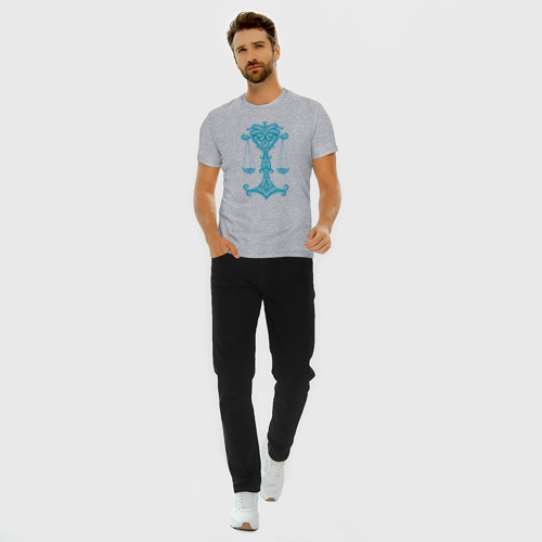 Мужская футболка хлопок Slim Зодиак - Весы, цвет меланж - фото 5