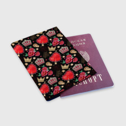 Обложка для паспорта матовая кожа Корона и розы - фото 2