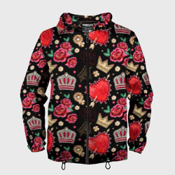 Мужская ветровка 3D Корона и розы