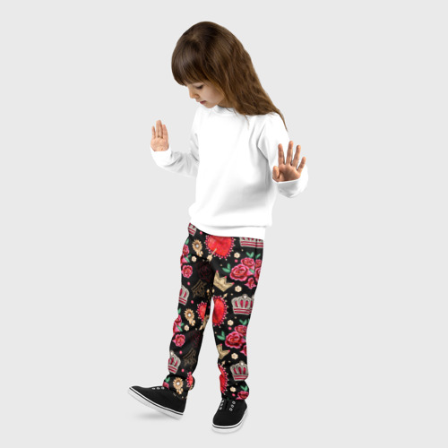 Детские брюки 3D Корона и розы, цвет 3D печать - фото 3