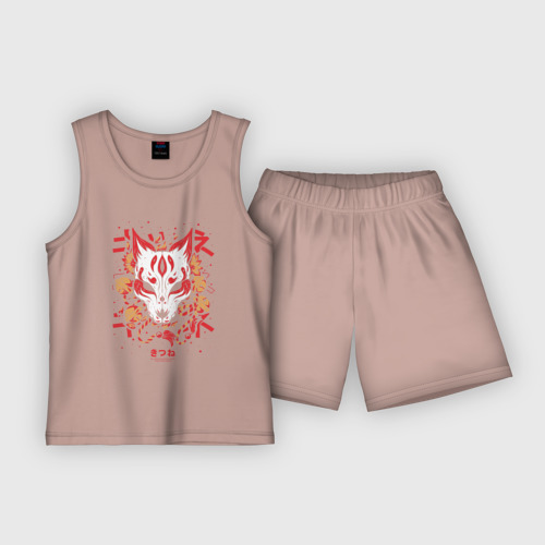Детская пижама с шортами хлопок Fox Hunting, цвет пыльно-розовый