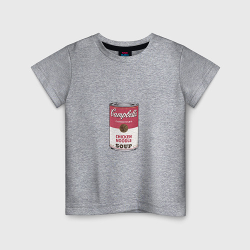 Детская футболка хлопок Энди Уорхол - Банка супа, цвет меланж