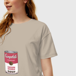 Женская футболка хлопок Oversize Энди Уорхол - Банка супа - фото 2