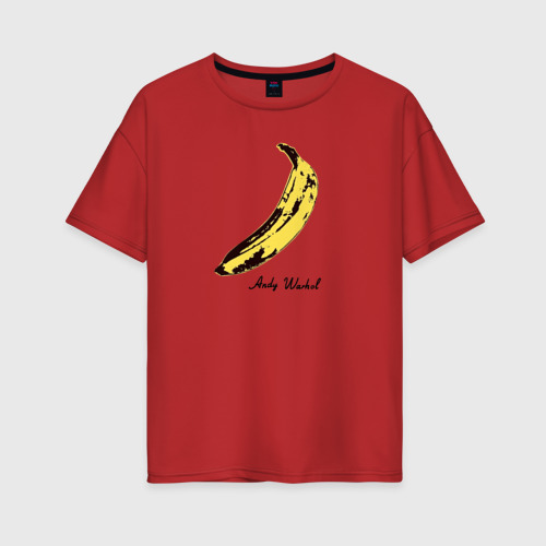 Женская футболка хлопок Oversize Банан, Энди Уорхол, цвет красный