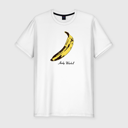 Мужская футболка приталенная из хлопка с принтом Банан, Энди Уорхол, вид спереди №1