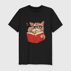Мужская футболка хлопок Slim Умный кот