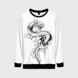 Женский свитшот 3D Китайский дракон на белом фоне