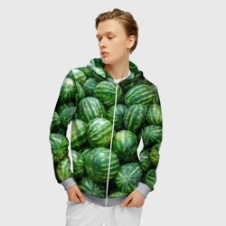 Мужская толстовка 3D на молнии Арбузы - фото 2