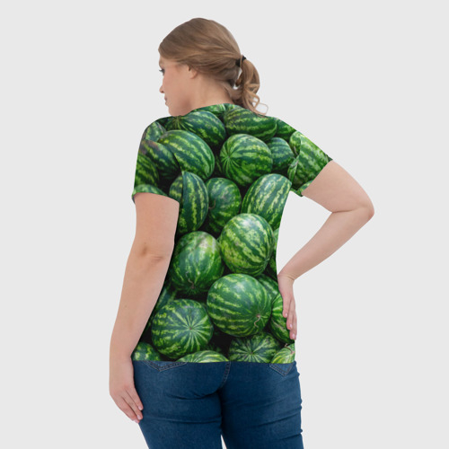 Женская футболка 3D с принтом Арбузы, вид сзади #2