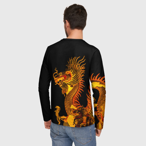 Мужской лонгслив 3D Золотой Китайский дракон, цвет 3D печать - фото 4