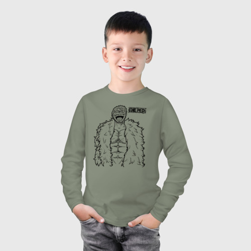Детский лонгслив хлопок с принтом Донкихот Дофламинго | One Piece Большой куш, фото на моделе #1