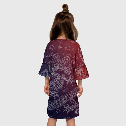 Детское платье 3D с принтом Традиционный китайский дракон, вид сзади #2