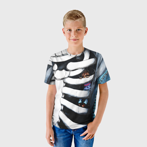 Детская футболка 3D с принтом SANS AND FRISK, фото на моделе #1