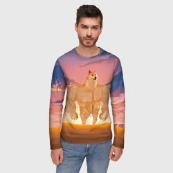 Мужской лонгслив 3D Мем собака качок Doge - фото 2
