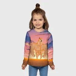Детский лонгслив 3D Мем собака качок Doge - фото 2