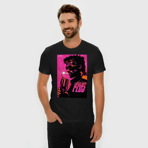 Мужская футболка хлопок Slim Тайлер Дёрден, Бойцовский клуб, цвет черный - фото 3