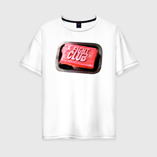 Женская футболка оверсайз из хлопка с принтом Бойцовский клуб Мыло Тайлера, вид спереди №1