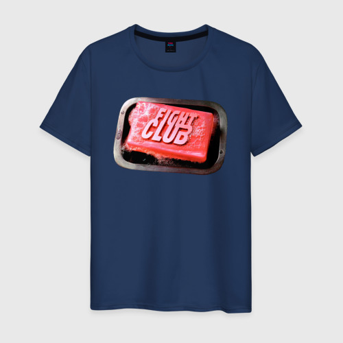Мужская футболка хлопок Бойцовский клуб "Мыло Тайлера", цвет темно-синий