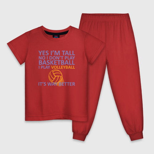 Детская пижама хлопок с принтом Play Volleyball, вид спереди #2