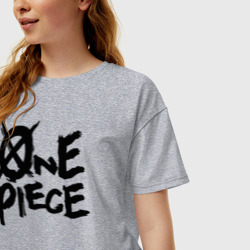 Женская футболка хлопок Oversize One Piece. Большой куш лого - фото 2