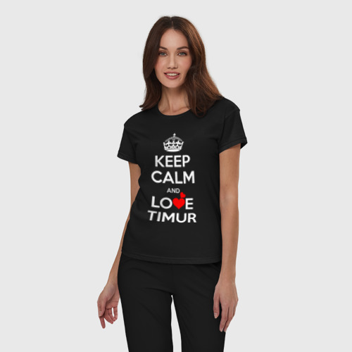 Женская пижама хлопок Keep calm and love Timur, цвет черный - фото 3