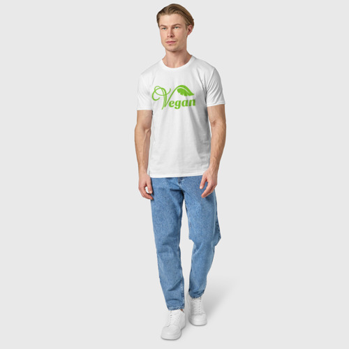 Мужская футболка хлопок Vegan Power, цвет белый - фото 5