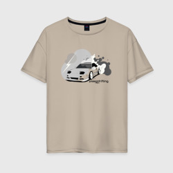 Keep drifting  – Женская футболка хлопок Oversize с принтом купить со скидкой в -16%