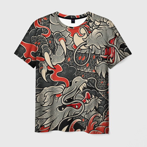 Мужская футболка с принтом Китайский Дракон, China Dragon, вид спереди №1