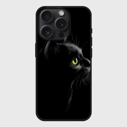 Чехол силиконовый для Apple iPhone 15 Pro Мax матовый Черный кот